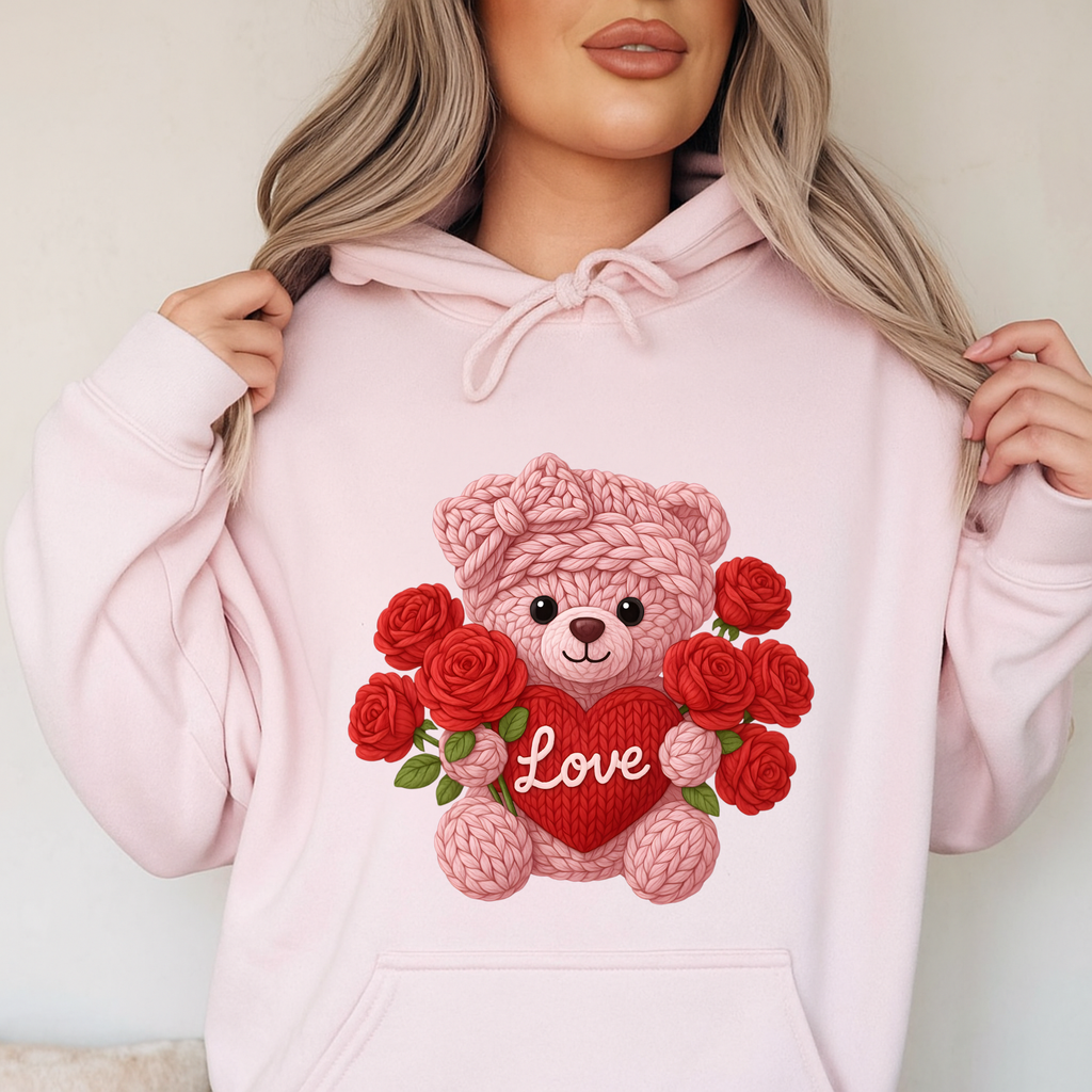 Crochet Yarn Love Teddy Bear PNG | Cute Valentine Digital Download