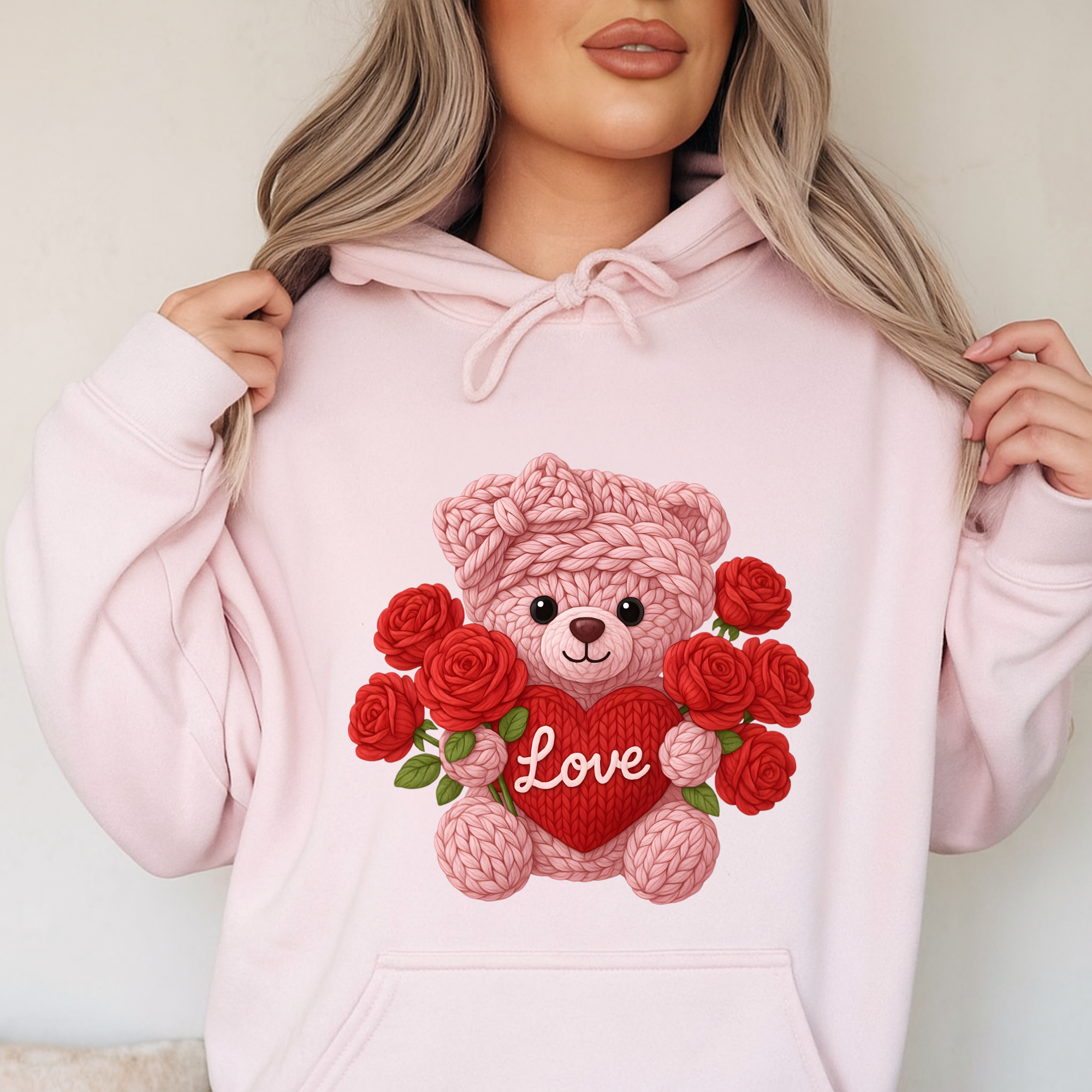Crochet Yarn Love Teddy Bear PNG | Cute Valentine Digital Download