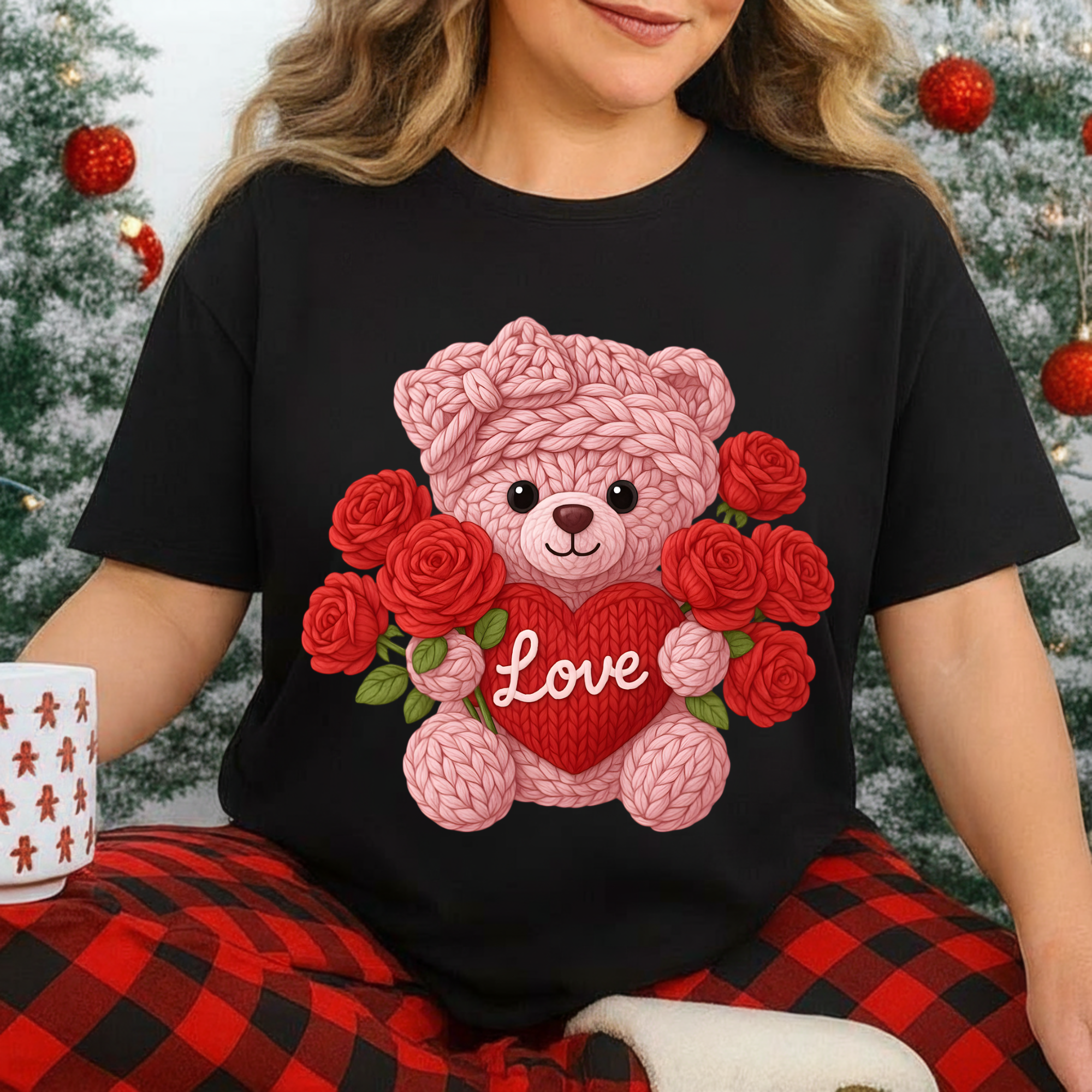 Crochet Yarn Love Teddy Bear PNG | Cute Valentine Digital Download