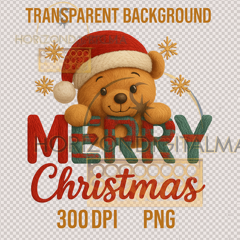 Christmas Bear Design | Merry Holiday Shirt Sublimation | 4500x5400 px 300 dpi Transparent File
